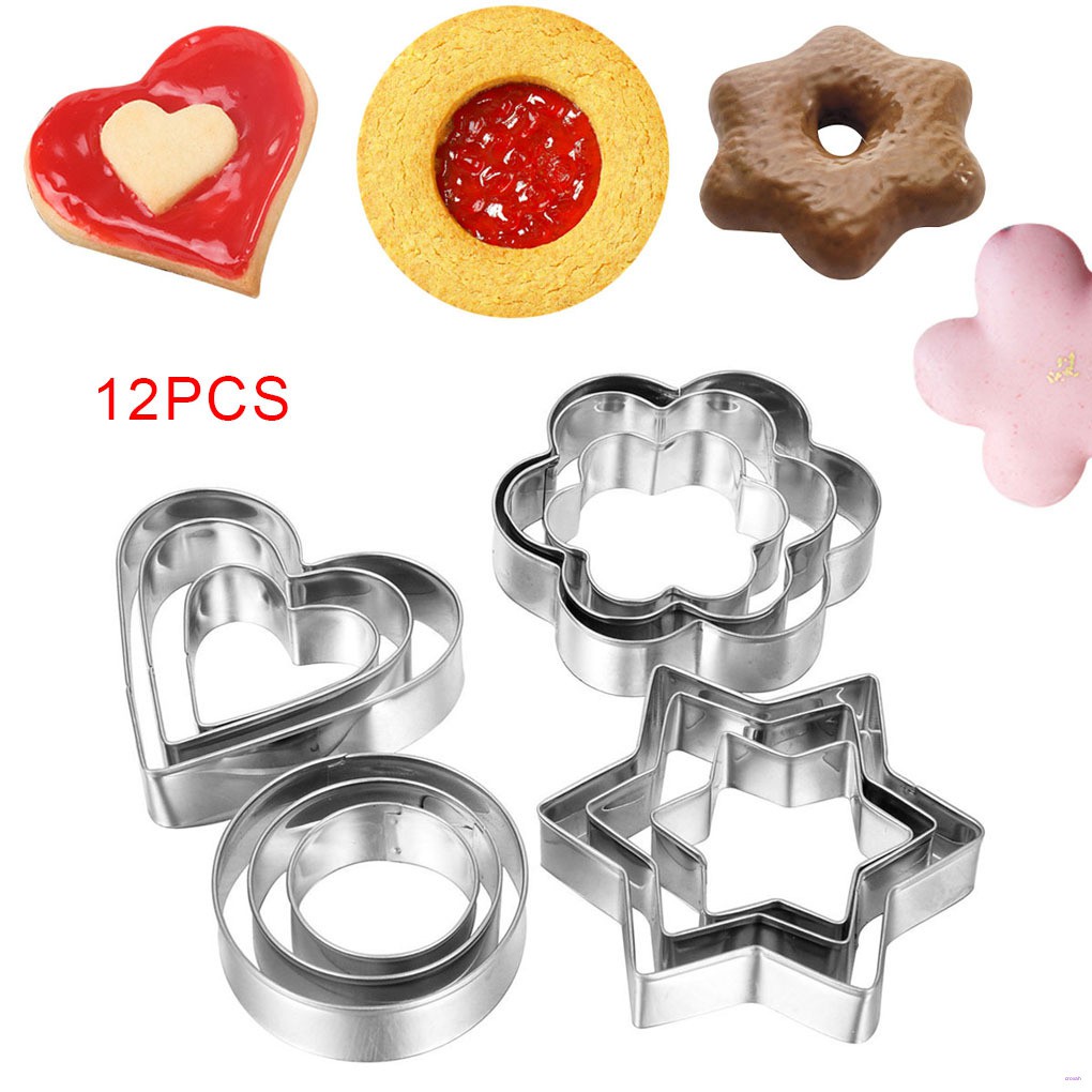 VN Bộ 12 Khuôn Làm Bánh Bằng Thép Không Gỉ