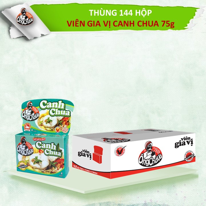 Thùng Viên Gia Vị Canh Chua 75gram Ông Chà Và (12 lốc/144 hộp/thùng)