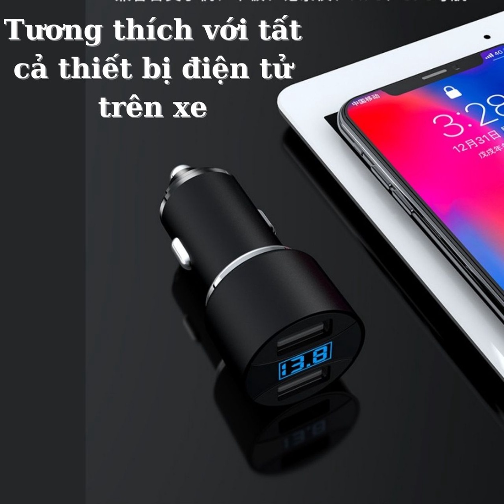 Tẩu sạc ô tô 2 cổng sạc nhanh 4.8A chế độ sạc kép usb