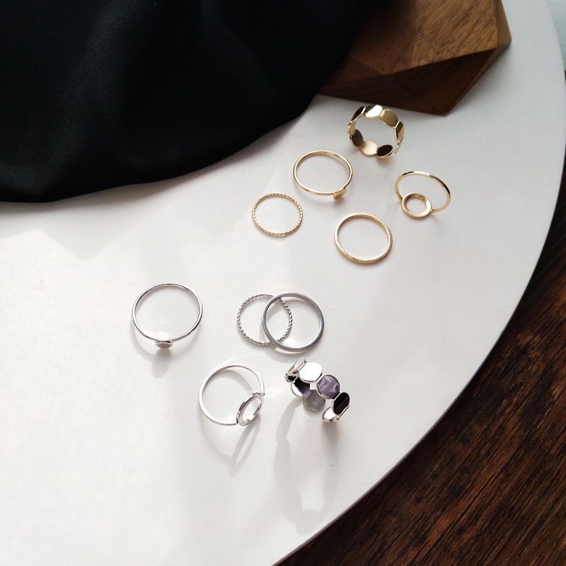 Bộ nhẫn 5 chiếc  cổ điển mỗi nhẫn họa tiết khác nhau mang phong cách sang trọng tinh tế Ivy.acc N13