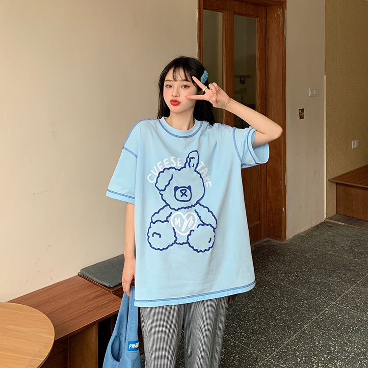 Áo Thun Ngắn Tay In Chữ Nhiều Màu Cho Nữ