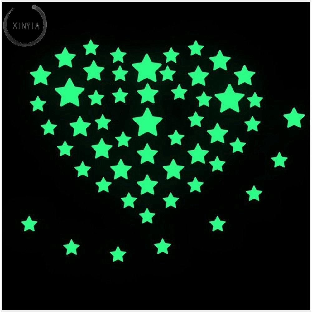 Set 50 miếng dán tường dạ quang hình ngôi sao xinh xắn