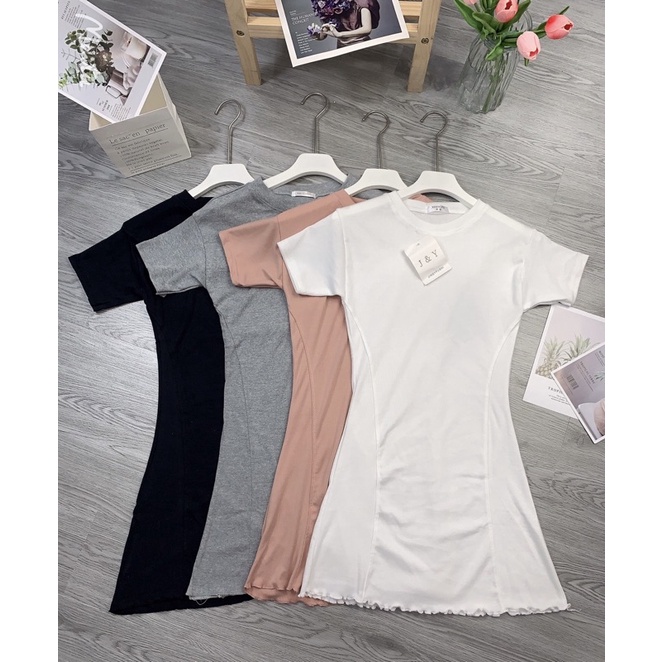 Váy Cộc Tay May Viền Nữ  🌸 Đầm body dáng ôm tenis vạt bèo tiểu thư, hàn quốc Ulzzang 🌸