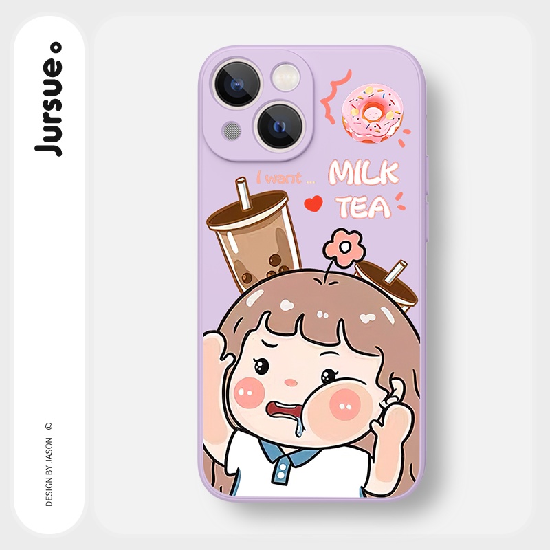 Ốp lưng JURSUE hoạt hình cặp đôi dễ thương đẹp Cho iPhone 13 12 11 Pro Max SE 2020 X XR XS 8 7 ip 6S 6 Plus kute Y2120