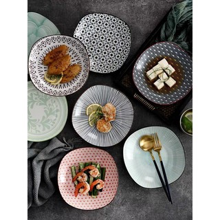 [Mã SKAMLTSM9 giảm 10% đơn 99K] Đĩa sứ gạch hoa lòng sâu hình vuông - 19.6 x 19.6 x 4.5cm