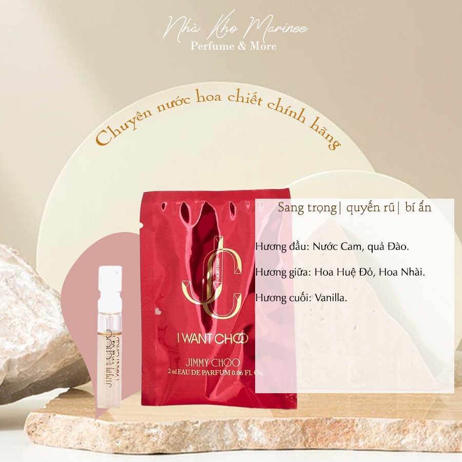 Mẫu thử nước hoa nữ chính hãng vial 2ml Jmmy Choo I Want Choo thơm lâu - Nhà Kho Marinee