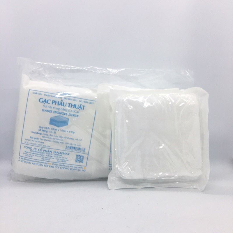 Gói 10 Miếng  Gạc Phẫu Thuật Tiệt Trùng, Băng Cố Định vết Thương Tanaphar