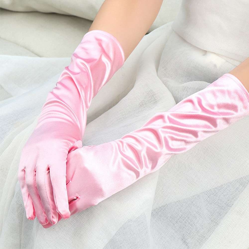 Đôi Găng Tay Satin Dài Hở Ngón Nhiều Màu Sắc Thời Trang Cho Nữ