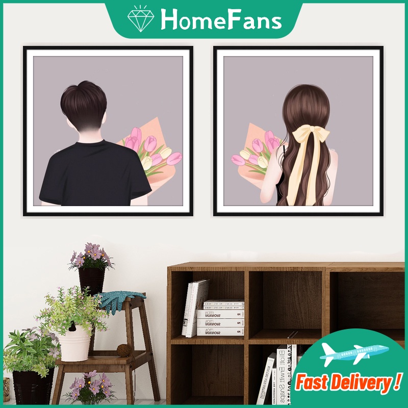 Bộ Tranh Đính Đá 5D Họa Tiết Hoa Đôi Độc Đáo Kích Thước 40x40cm/50x50cm DIY Dùng Trang Trí Nhà Cửa