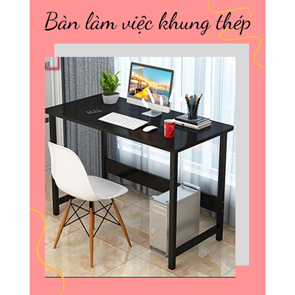 Bàn làm việc thông minh chân sắt mặt bàn gỗ đơn giản khung sắt chịu lực sơn tĩnh điện lắp ráp sử dụng tại nhà văn phòng