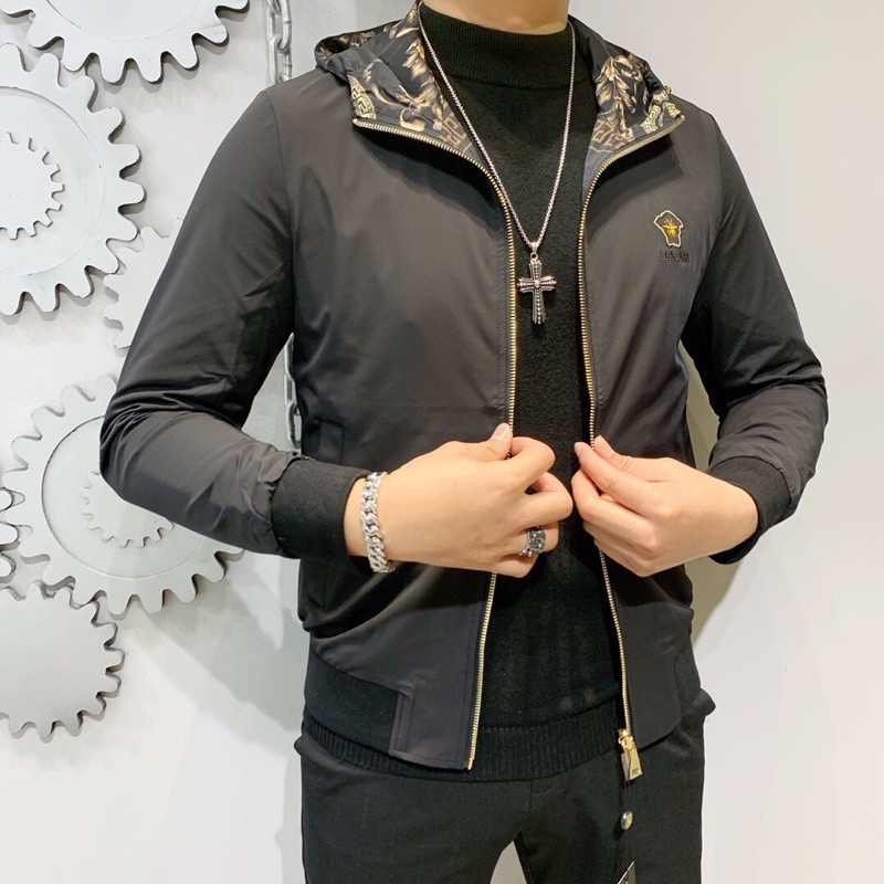 Áo khoác gió nam thương hiệu Versace cao cấp hoạ tiết logo thương hiệu mặc được hai mặt