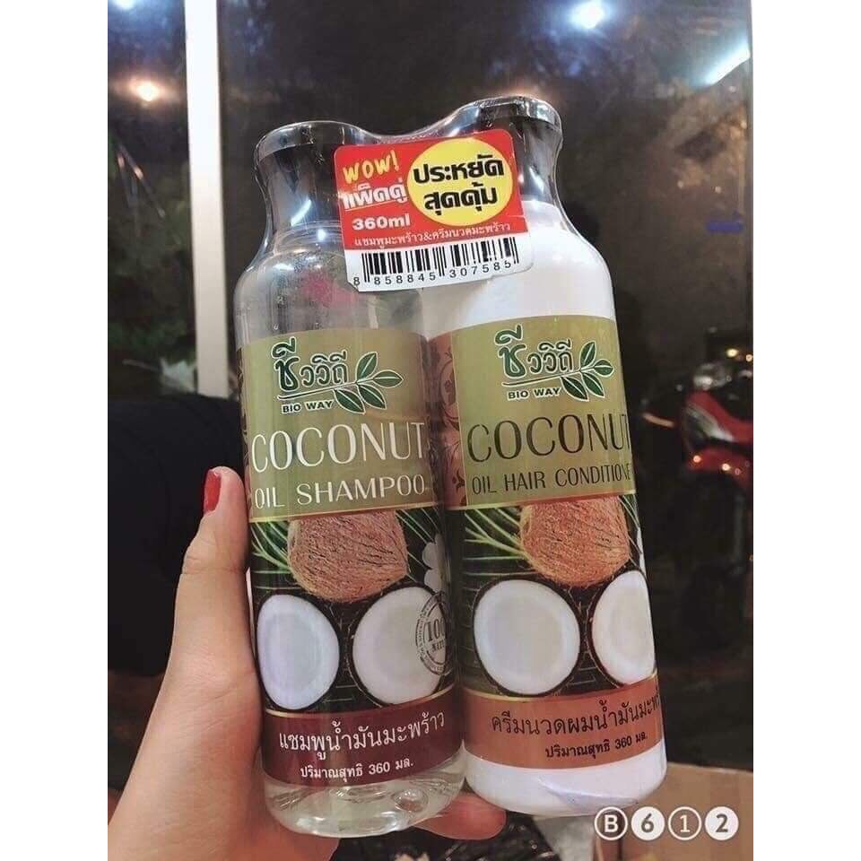 BỘ DẦU GỘI + XẢ BIO WAY COCONUT OIL 360ML X 2 (CHAI)