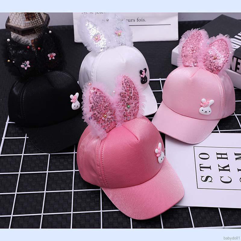 Mũ lưỡi trai chống nắng với trang trí đính cườm dễ thương cho bé