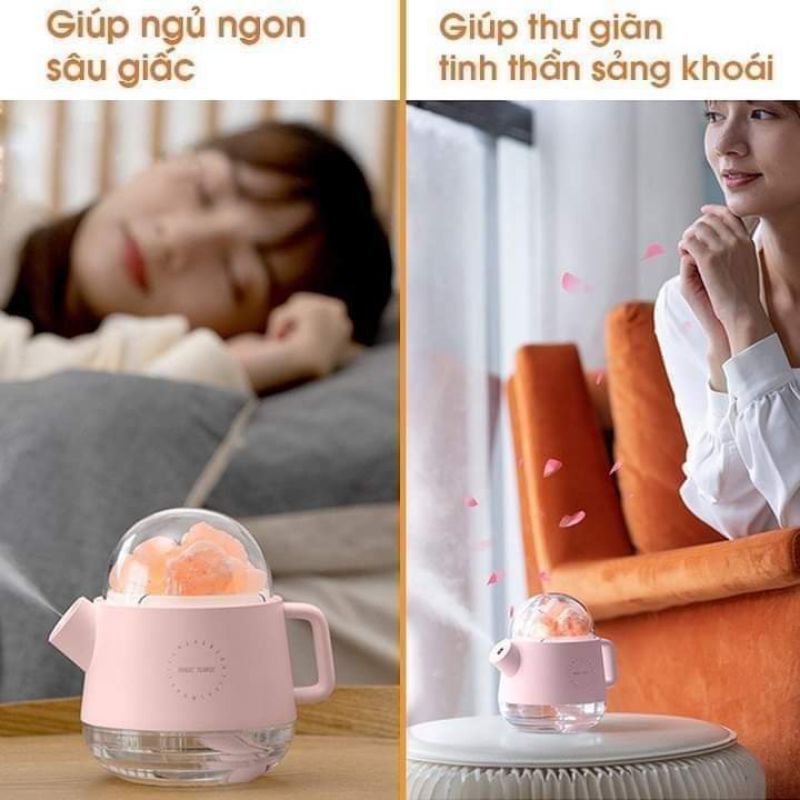 Đèn xông tinh dầu phun sương tạo ẩm đá muối Himalaya giúp thư giãn tinh thần