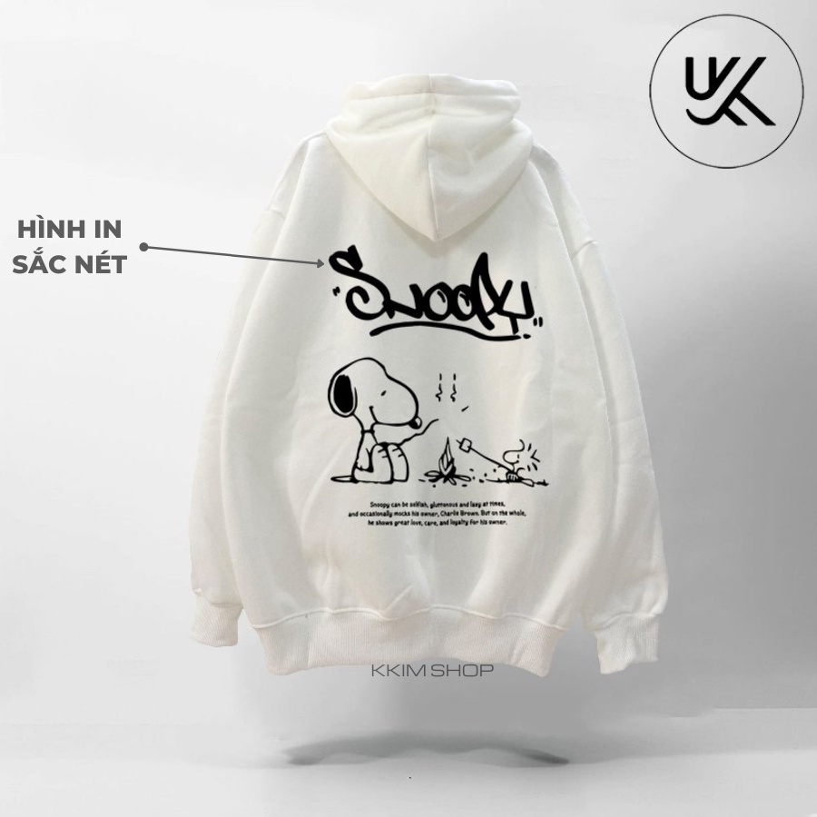 Áo Nỉ HOODIE ZIP CHÓ SNOOPY, Áo khoác hoodie dây kéo unisex nam nữ form rộng oversize, chất nỉ bông cao cấp kkimshop
