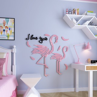 [SHOPEE TRỢ GIÁ 30%] Tranh Mica Dán Tường 3D. Hồng Hạc Siêu Dễ Thương