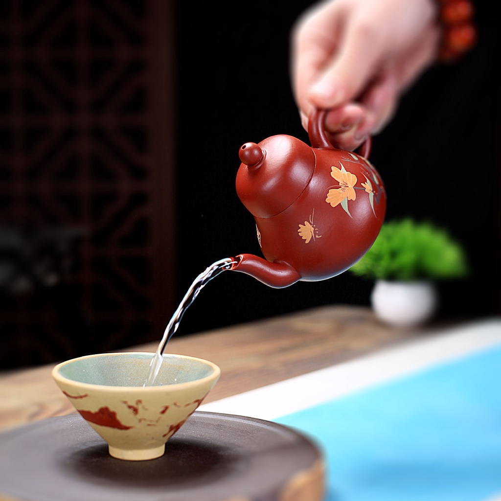 Ấm Tử Sa Nghi Hưng Tư Đình Hoa Hương 160 ml (Đại Hồng Bào)