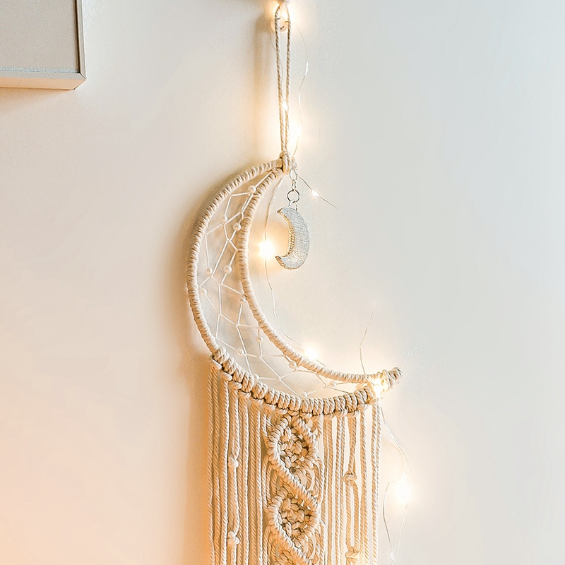 Dreamcatcher thiết kế dệt hình mặt trăng/ngôi sao xinh xắn dùng trang trí