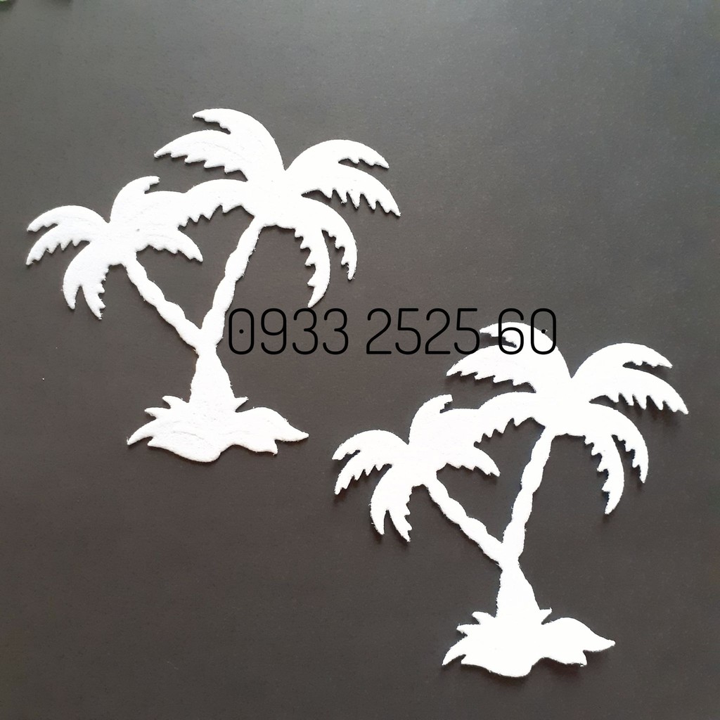 8 Cây dừa, bằng xốp, 8.1x8.1cm_Phụ kiện trang trí thiệp, phong thư, bưu thiếp, bao thư, bao lì xì_ Mầm non_ Xốp mầm non