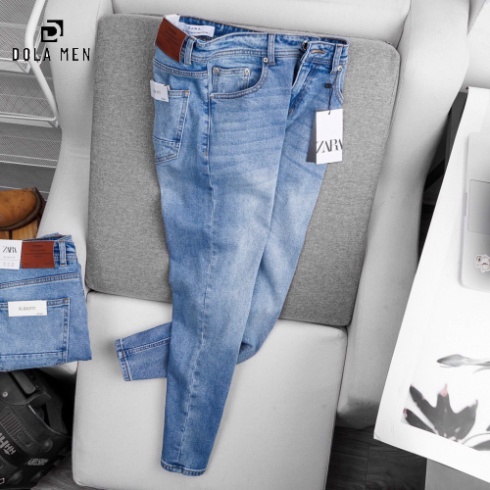 QUẦN JEAN ZARA XANH NHẠT NAM slimfit - big size