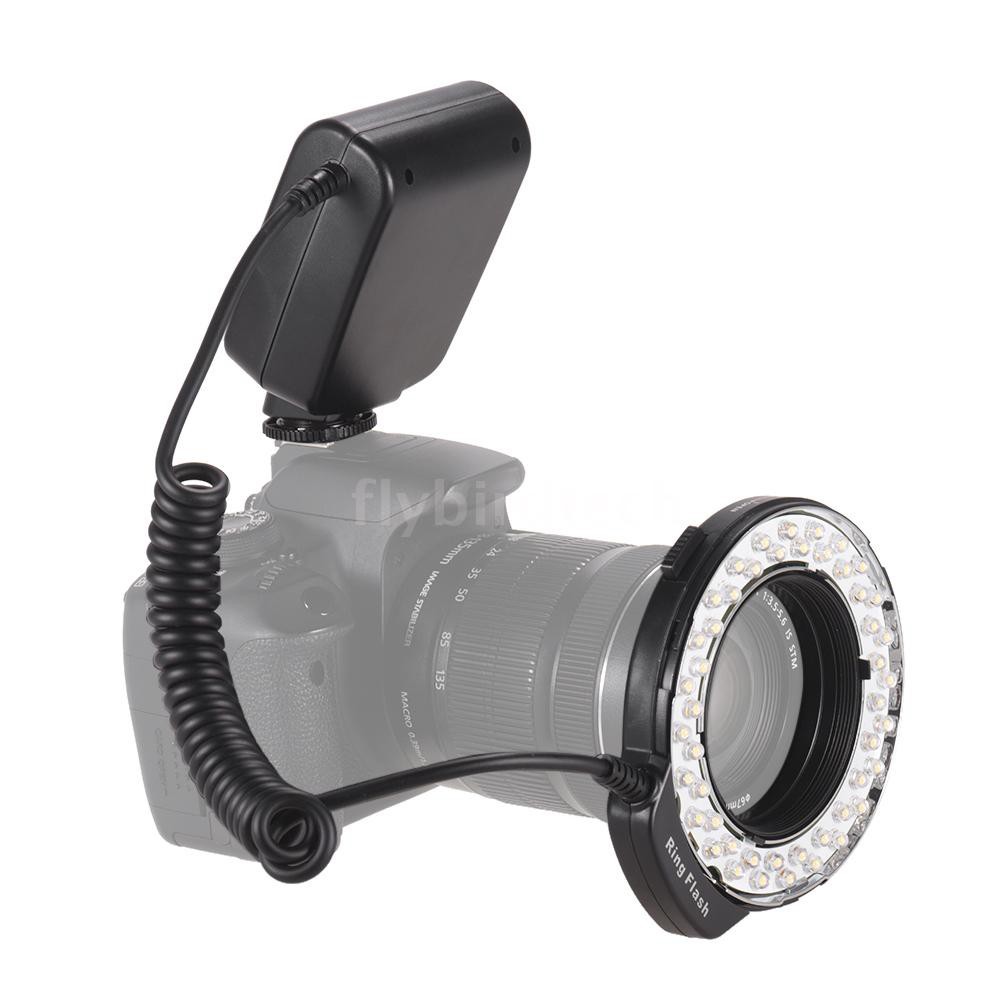 HD-130 Macro LED Ring Flash Light LCD Display 3000-15000K GN46 Power Control with 3 Flash Diffusers 8 Adapter Rings for