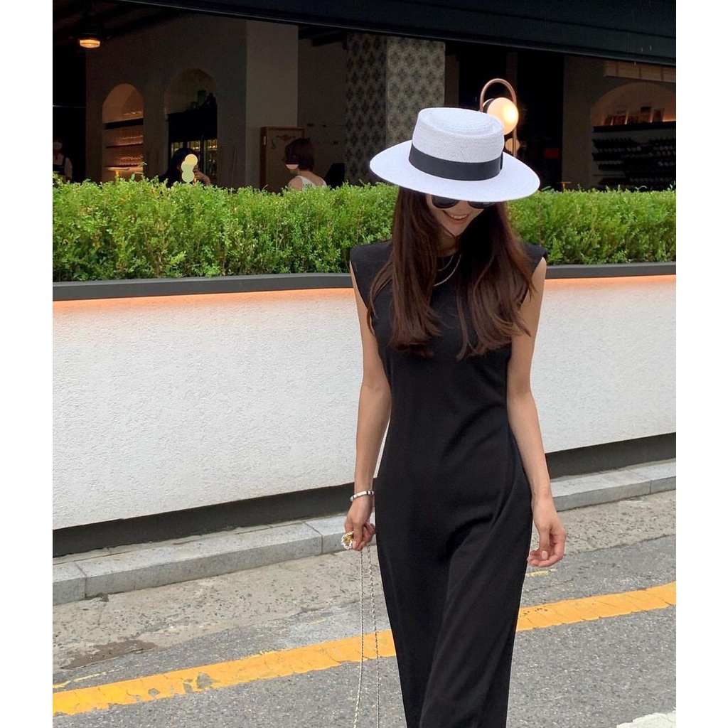 SUXI Đầm maxi sát nách bằng cotton đơn giản thanh lịch cho nữ