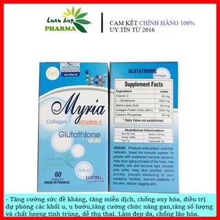 [Chính Hãng] Viên Uống Trắng Da MYRIA – Viên Uống Glutathione, Collagen, Vitamin C …Nhập khẩu Pháp (Lọ 60viên)