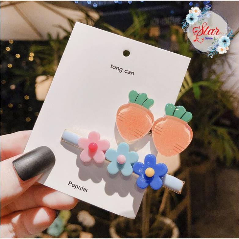 Set 2 Kẹp tóc bấm màu hoa quả hottrend C10