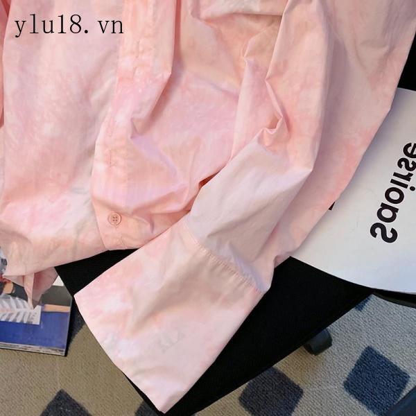 Áo Sơ Mi Tay Dài Dáng Rộng Họa Tiết Hoa Màu Nhuộm Thời Trang Xuân Thu Phong Cách Pháp Sang Trọng Cho Nữ