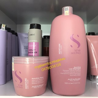 Combo gội và mặt nạ Moisture dành cho tóc khô xơ SDL Nutritive Alfaparf Milano 2018 1000ml/500ml