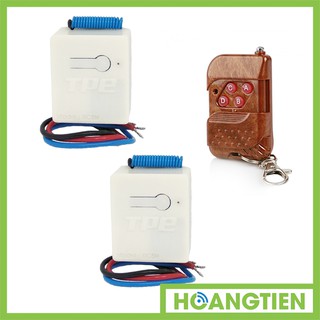 Bộ 2 công tắc điều khiển từ xa cho máng đèn sóng RF TPE RC5H + Remote RF vỏ vân gỗ R1VG315