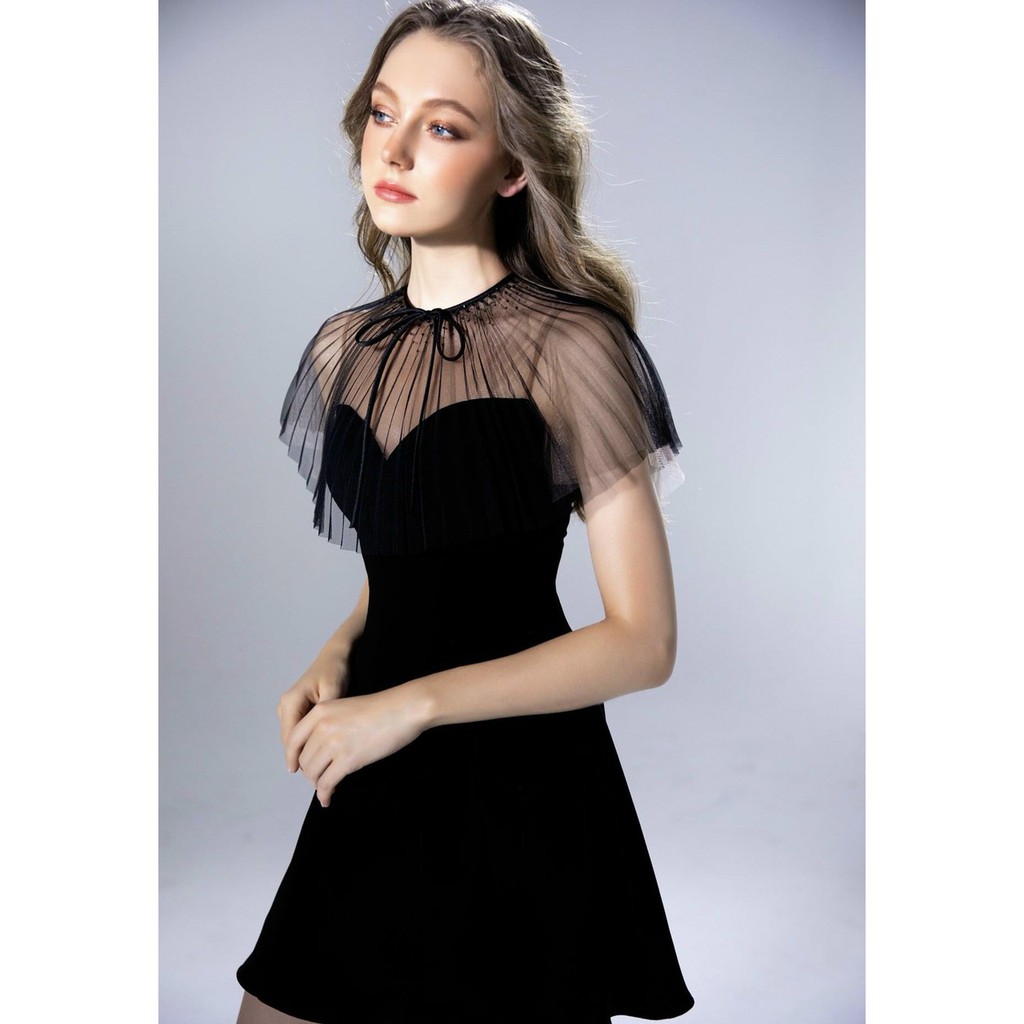 Đầm dự tiệc đen phối lưới dập li | BigBuy360 - bigbuy360.vn