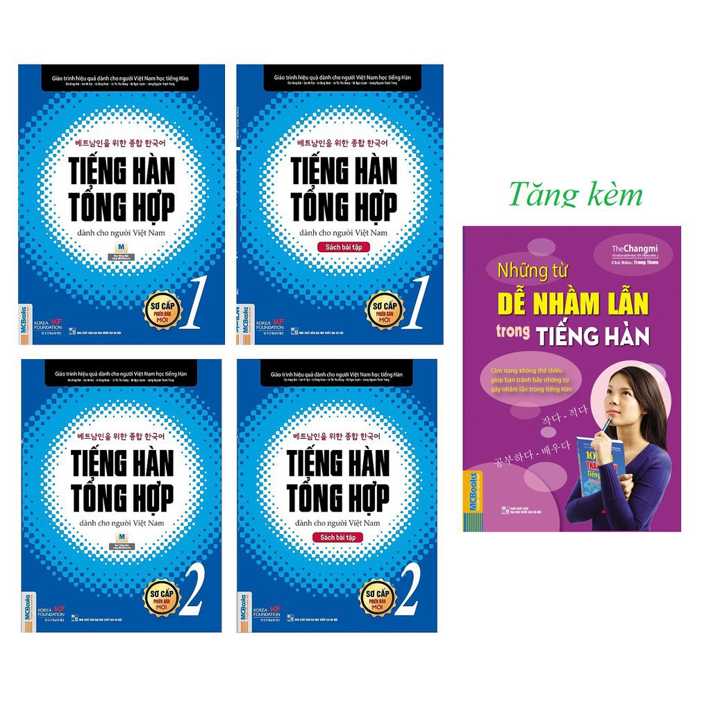 Sách - Combo Tiếng Hàn Tổng Hợp Dành Cho Người Việt Nam Sơ Cấp 1 + 2 (SGK + SBT) + Những Từ Nhầm Lẫn Tiếng Hàn