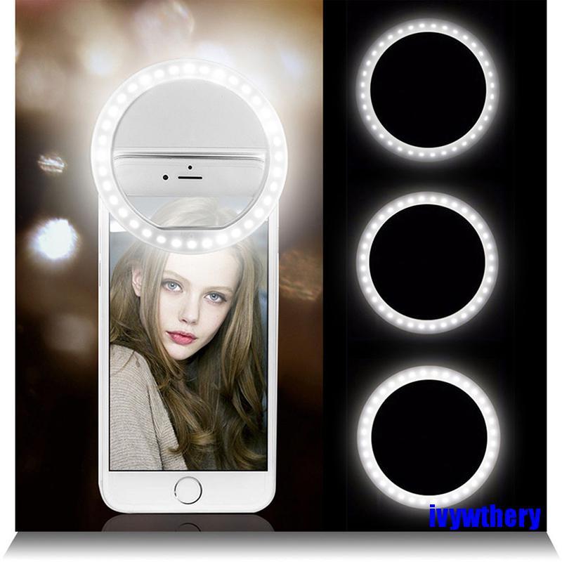 IPHONE SAMSUNG Đèn Led Tròn Gắn Điện Thoại Hỗ Trợ Chụp Ảnh Selfie