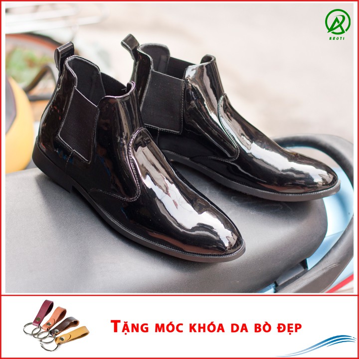 Giày Boot Nam AROTI Cao Cổ Chất Đẹp Cao Cấp,Đế Khâu Siêu Bền, Tăng Chiều Cao 3cm Form Hàn Màu Đen - CB520-B(K)