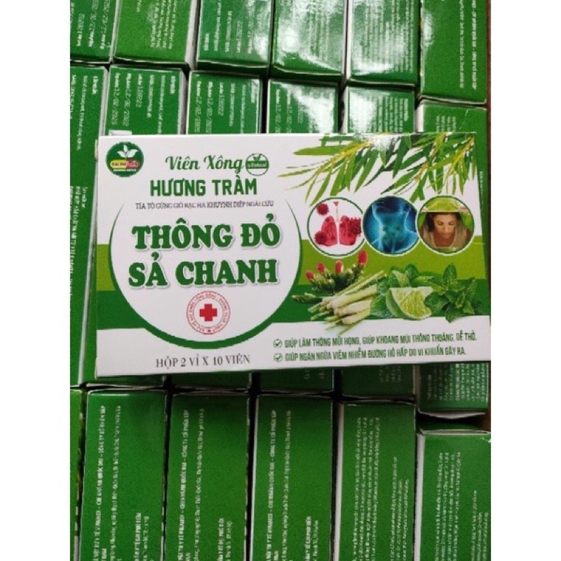 Viên Xông Thông Mũi Họng Hương Tràm Thông Đỏ Sả Chanh