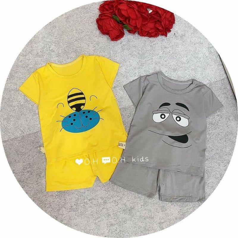 Bộ thun lạnh cộc tay K.WOO cho bé hình thú ngộ nghĩnh