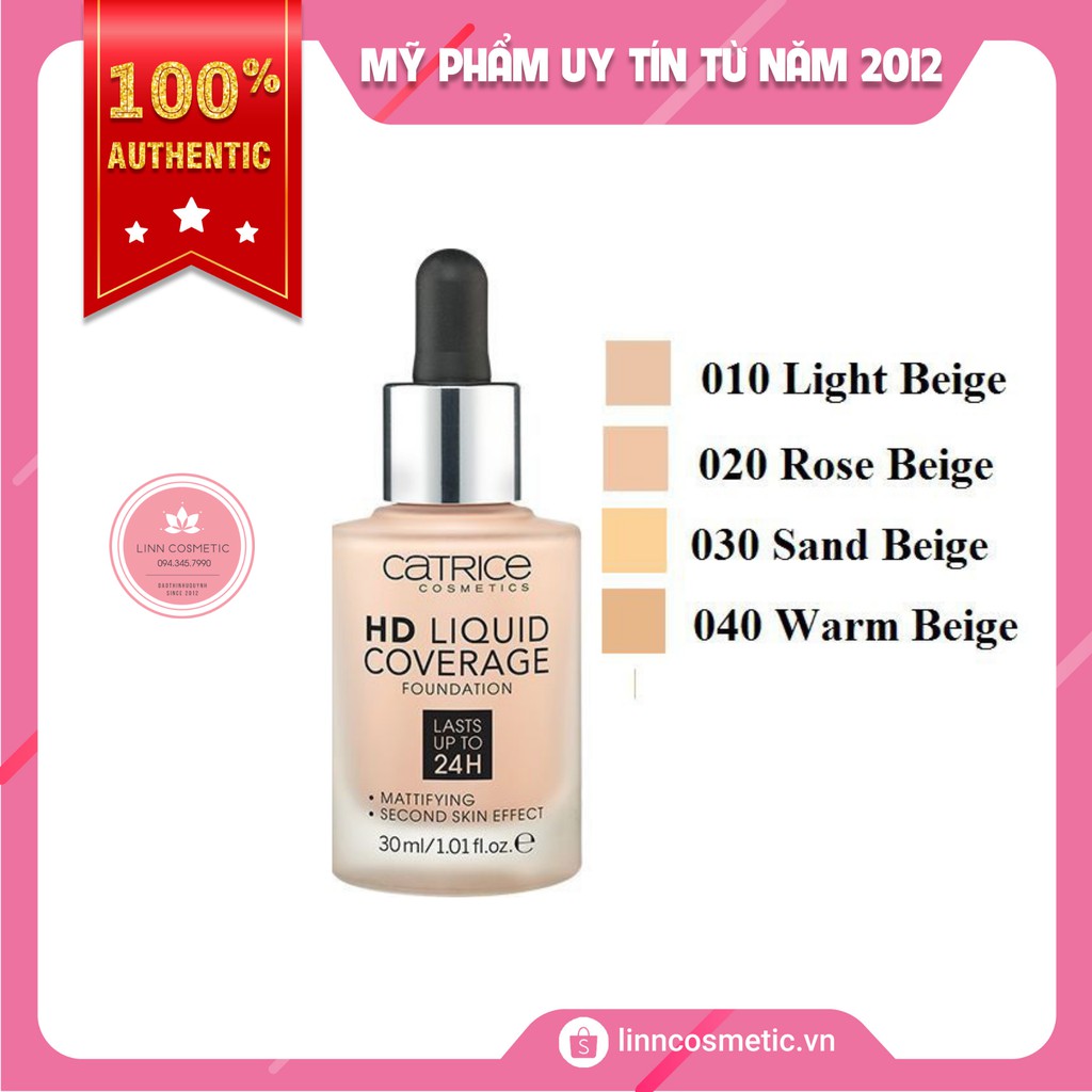 Kem Nền kiềm dầu Catrice HD Liquid Coverage Foundation [Chính hãng]