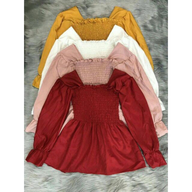 [Rẻ Vô Địch] Áo kiểu babydoll tay phồng cổ vuông siêu xinh