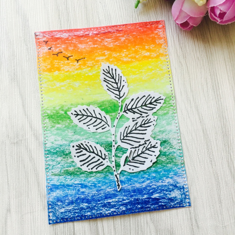 Khuôn Cắt Giấy Làm Từ Kim Loại Hình Cành Lá Trang Trí Scrapbook