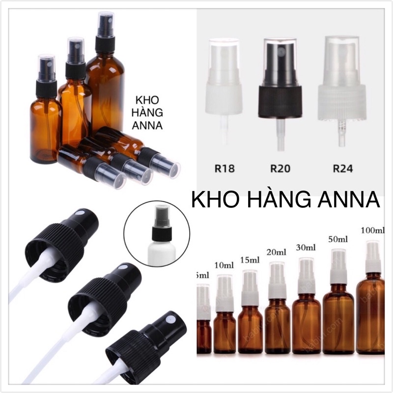 COMBO 10 đầu Xịt Sương Dùng cho chai Nhựa, thủy tinh đựng tinh dầu- Đầu vòi xịt nước phun sương phi 18 / 20/ 24/ phi 28