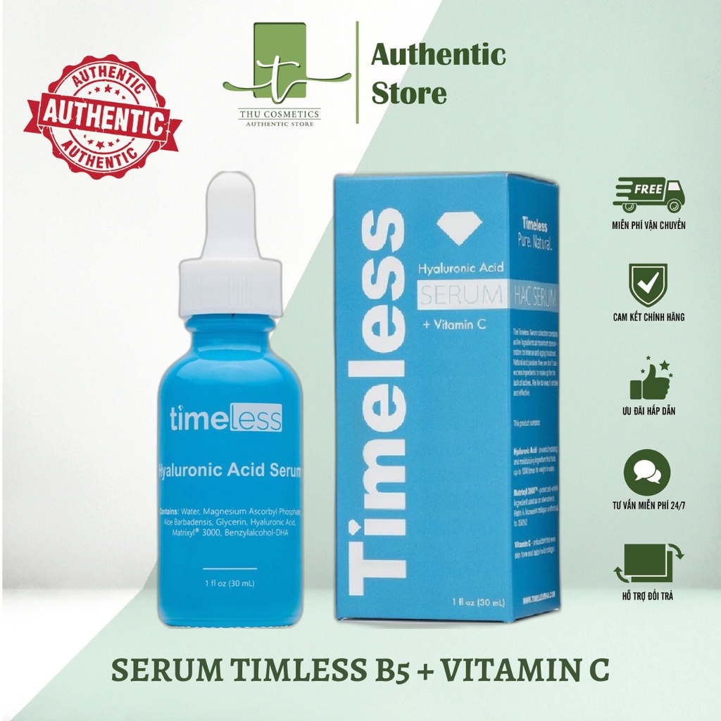 Serum tinh chất Timeless Hyaluronic Acid HA + Vitamin C USA 30ml