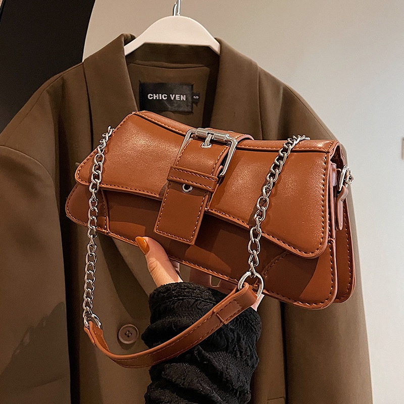 IELGY Túi Đeo Vai Màu Nâu Phong Cách retro Thời Trang Cao Cấp Cho Nữ