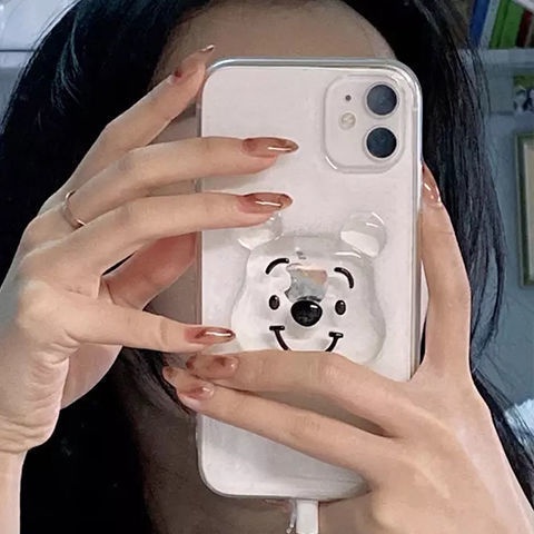 iPhone 13 Pro Max Ốp điện thoại trong suốt hình gấu pooh 3D cho iphone Xs Max/11/11Pro Max/12Pro/12Pro Max 7 8 Plus