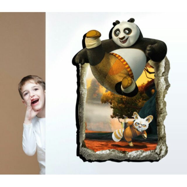 Giấy dán tường 3D Kungfu Panda gấu trúc