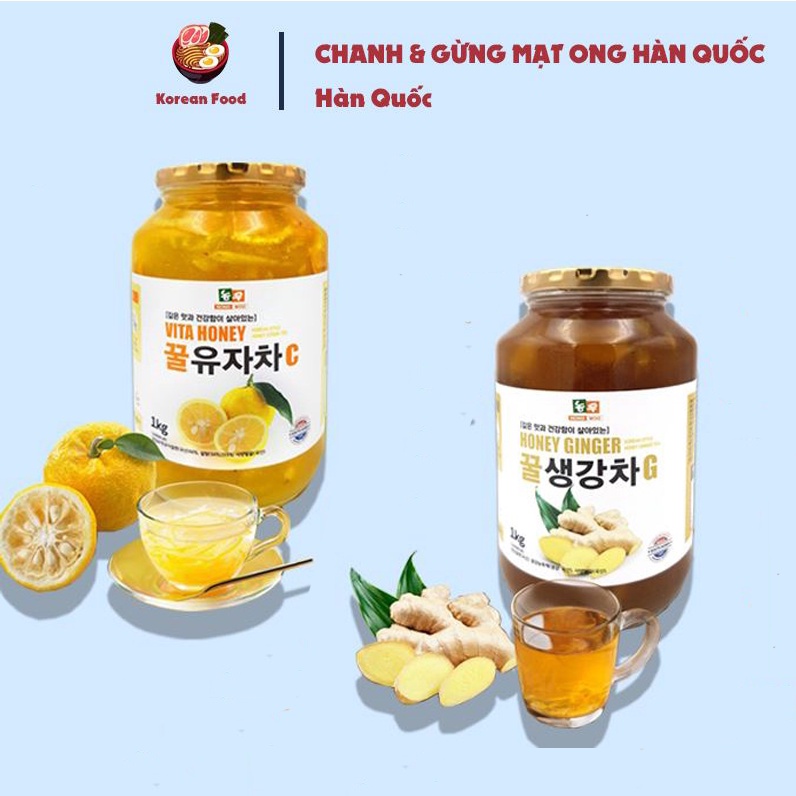 Chanh- Gừng Mật Ong Hàn Quốc Loại 1 - Lọ 1 kg - Nhập Khẩu Trực Tiếp