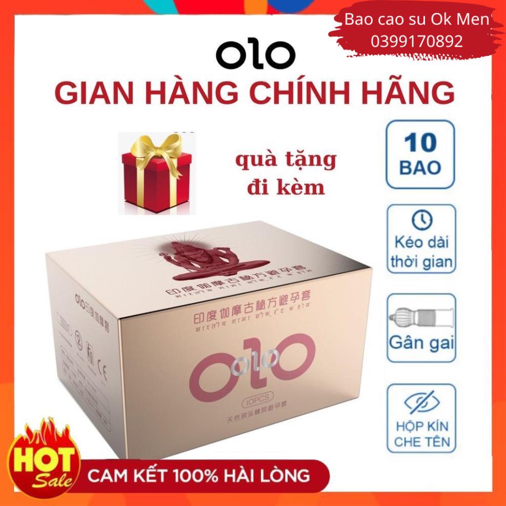 Bao Cao Su OLO 001 Hồng, bcs Gân Gai, Siêu Mỏng, Nhiều Gel Bôi Trơn Hộp 10 BCS