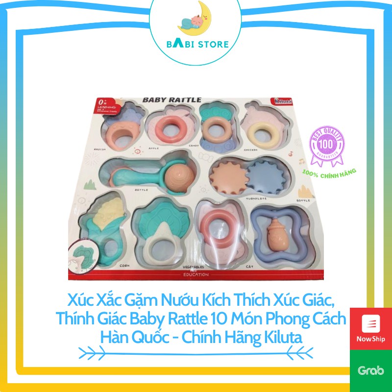 Xúc Xắc Gặm Nướu Kích Thích Xúc Giác, Thính Giác Baby Rattle 10 Món Phong Cách Hàn Quốc- BabiStore