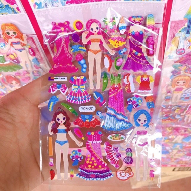 Hình dán 3D thời trang búp bê, công chúa cho bé gái_Sticker 3D