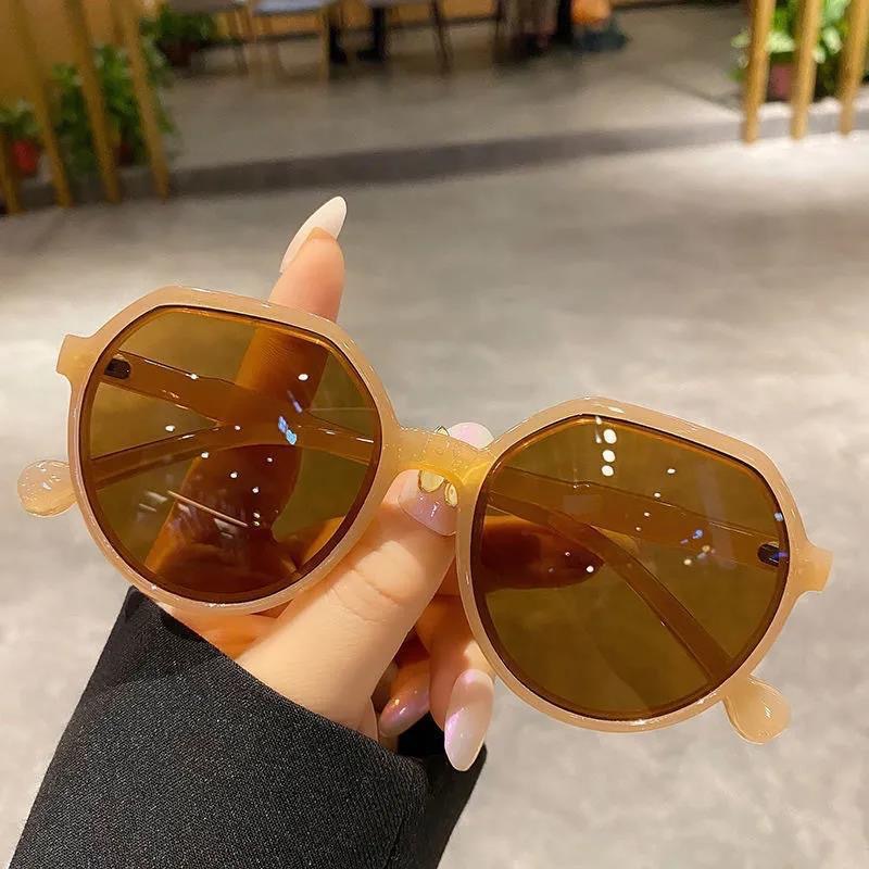 Kính râm kính mát gọng tròn thời trang  màu trà sữa cho nam và nữ đi du lịch đi biển hải hà shop K2